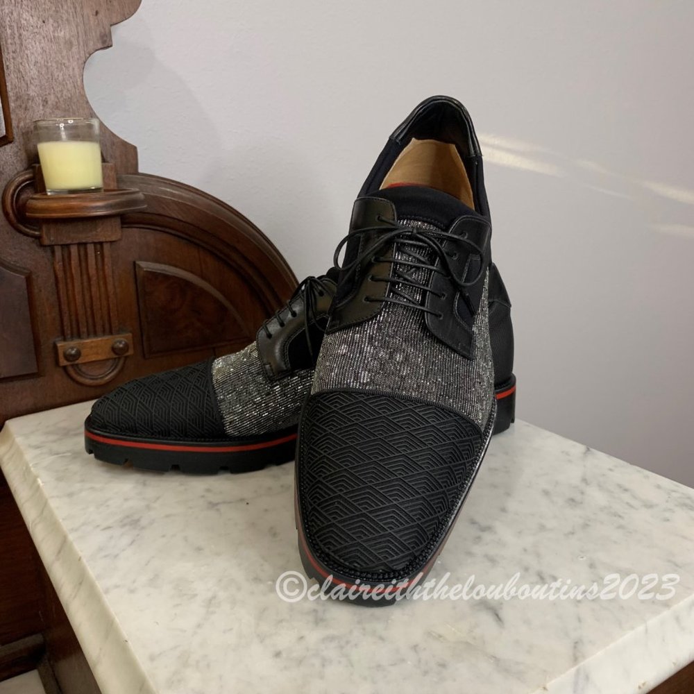 Louboutin Mika Sky Neo Art Lug-Sole Oxford Loafers size 40.5